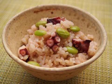 たこと枝豆の炊き込みご飯